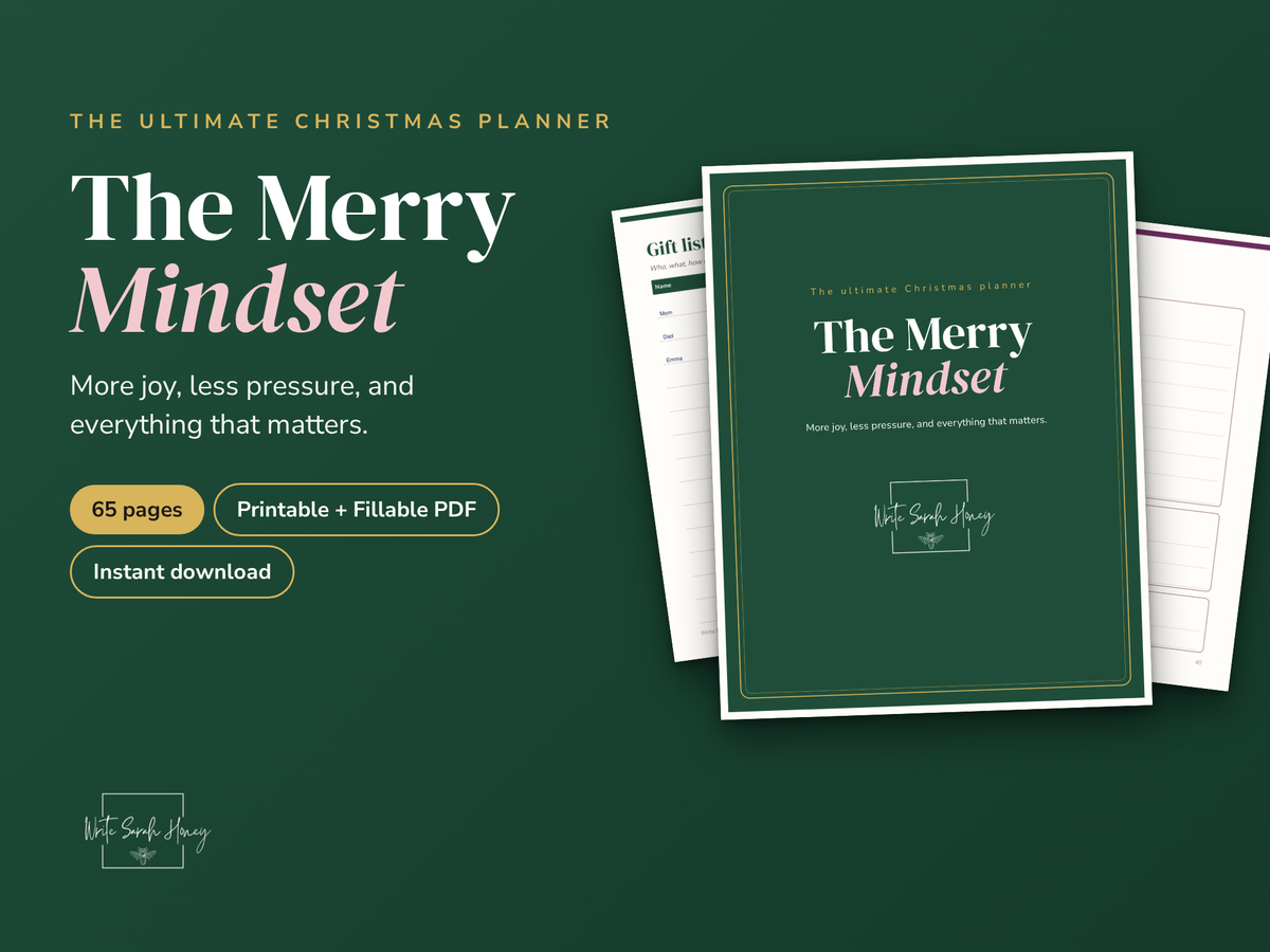 The Merry Mindset, Christmas Planner Printable, Fillable PDF Holiday Planner, Gift Tracker, Budget, Menu, Christmas Organizer, Instant Download