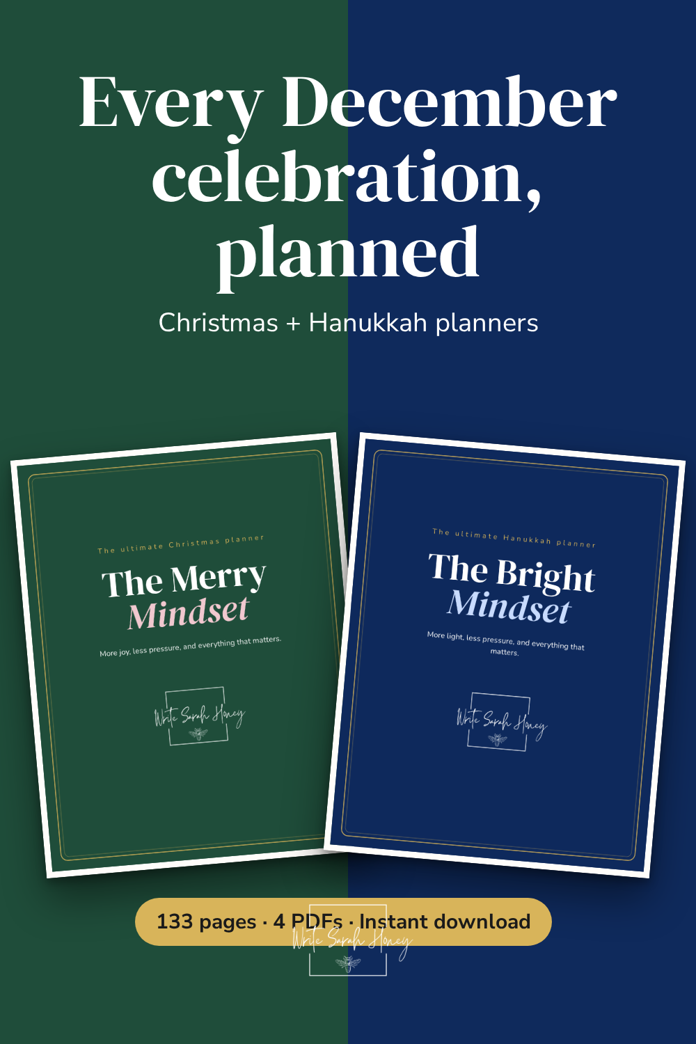 December Holidays Bundle,  Christmas and Hanukkah Planner Bundle, Printable + Fillable PDF, December Holiday Planner, Gift Tracker, Instant Download