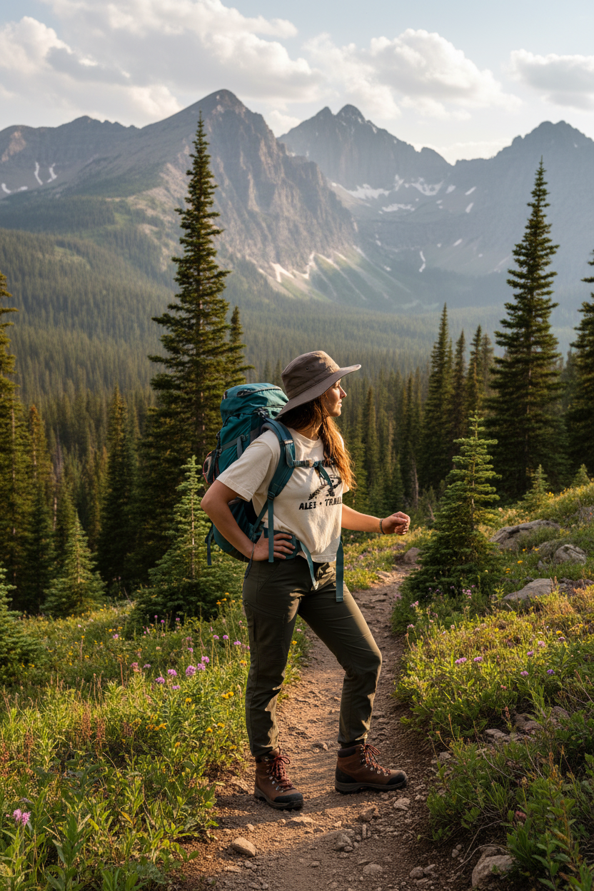 Ales & Trails Women's Graphic T-Shirt | Beer Lover Hiking & Adventure Tee